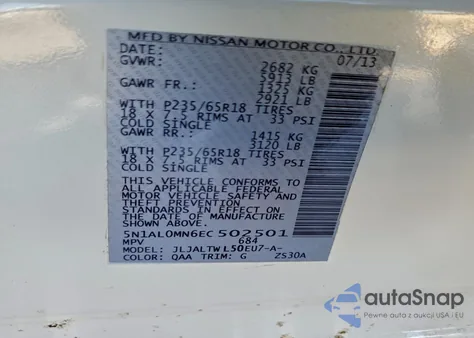 2014 Infiniti Qx60 from USA, damaged, VIN 5N1AL0MN6EC502501